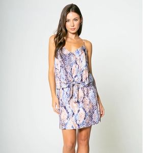 NWT $184 Lavender Snake Print Double Layered Front Tie Dress in size Small!